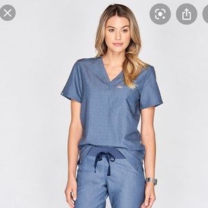 Figs HEATHER DENIM Catarina One Pocket Scrub top